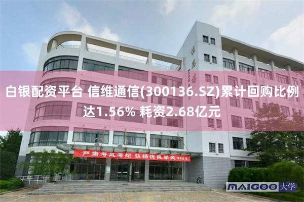 白银配资平台 信维通信(300136.SZ)累计回购比例达1.56% 耗资2.68亿元