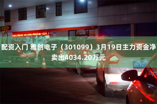 配资入门 雅创电子（301099）3月19日主力资金净卖出4034.20万元