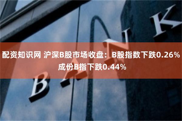 配资知识网 沪深B股市场收盘：B股指数下跌0.26% 成份B指下跌0.44%